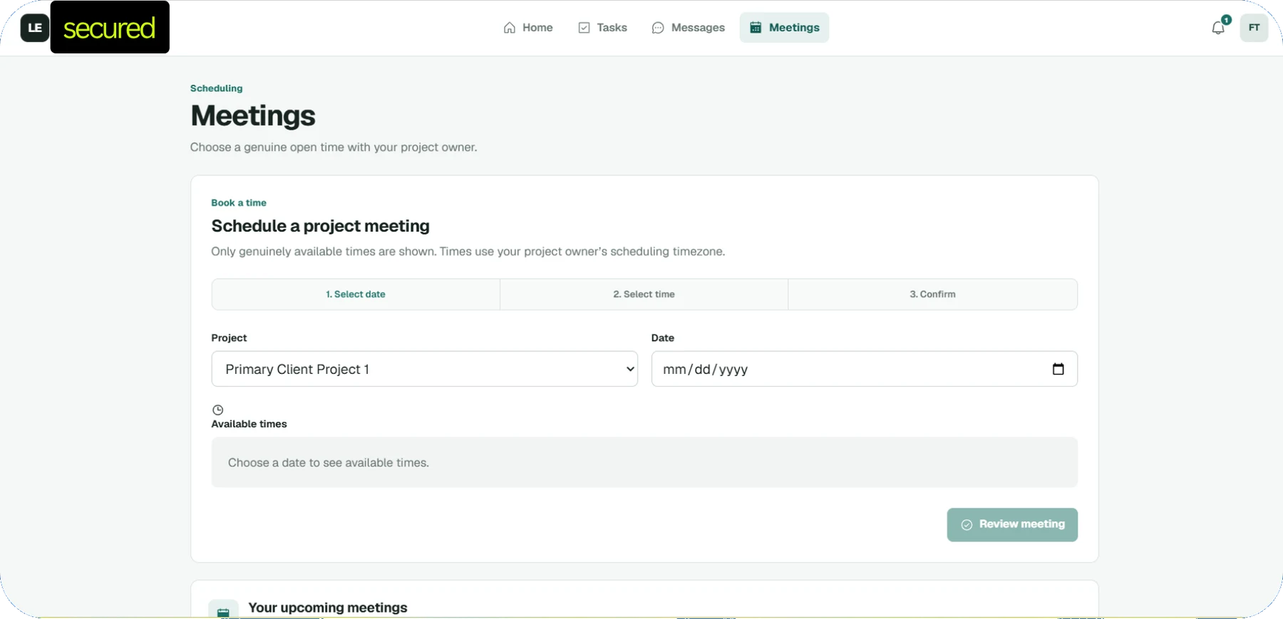 Client meeting scheduling