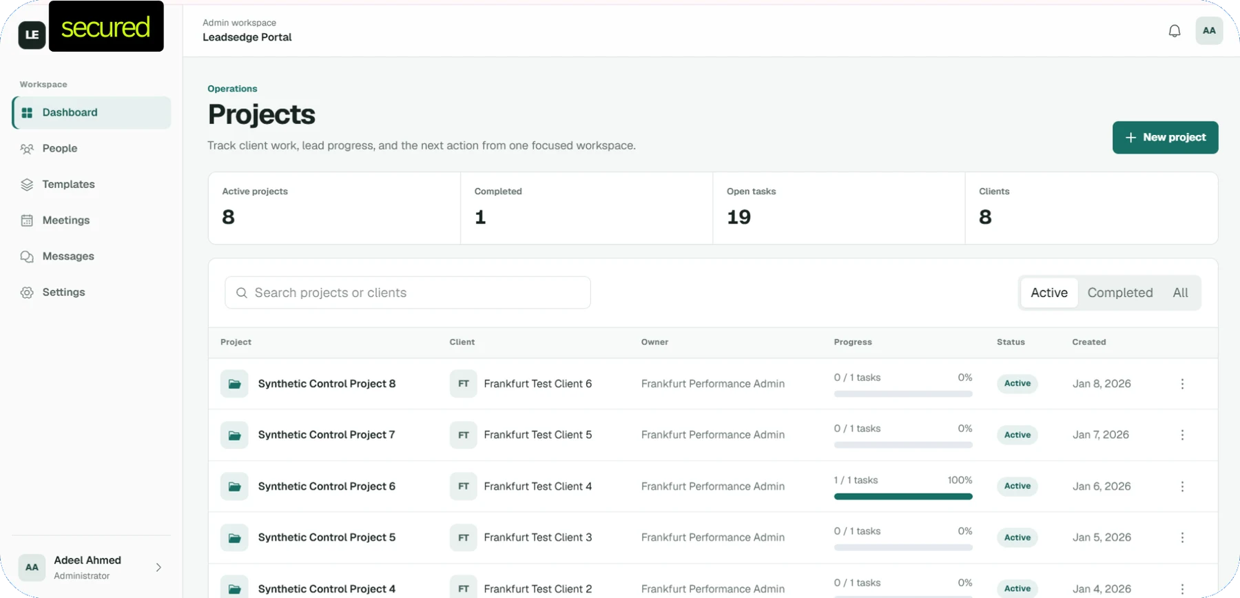 Admin project overview