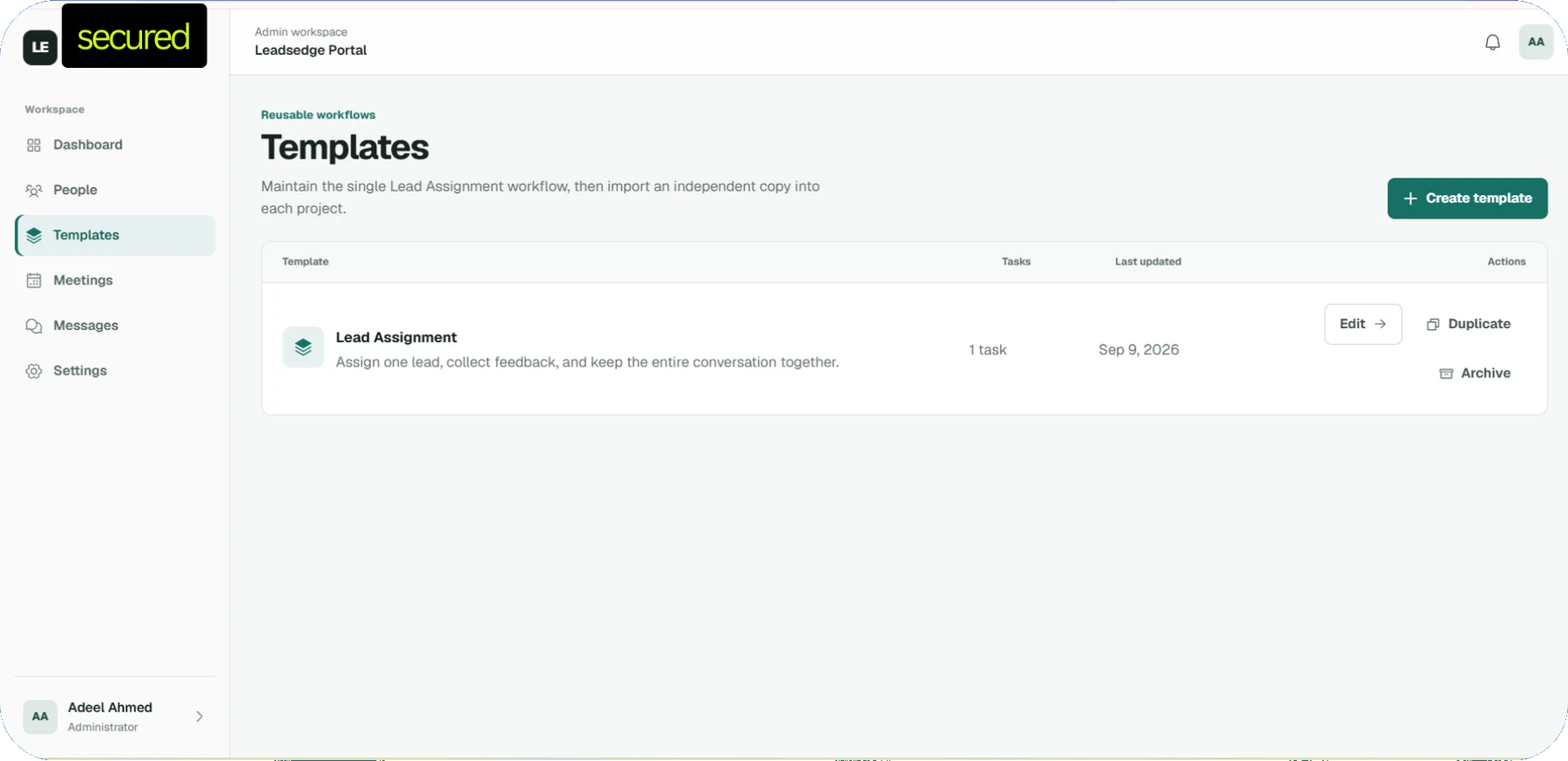 Reusable project templates