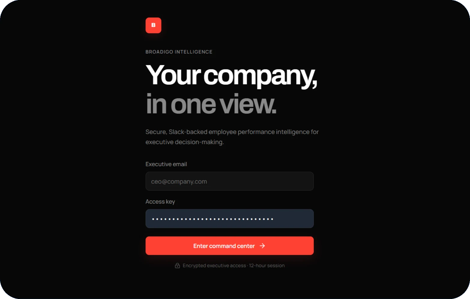 Company dashboard sign-in